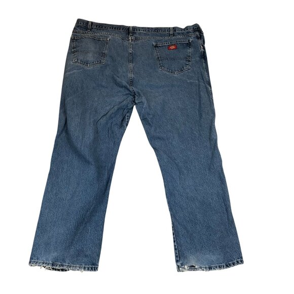 Dickies Mens Straight Jeans Size 50x32 Blue Denim Medium Wash Blue Frayed Hem - Picture 2 of 13